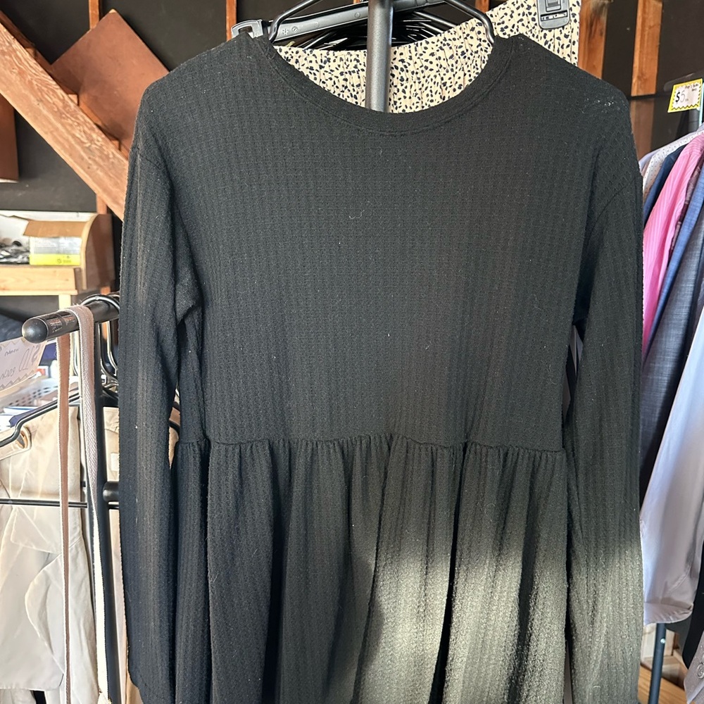 SHEIN Black Knit Babydoll Top